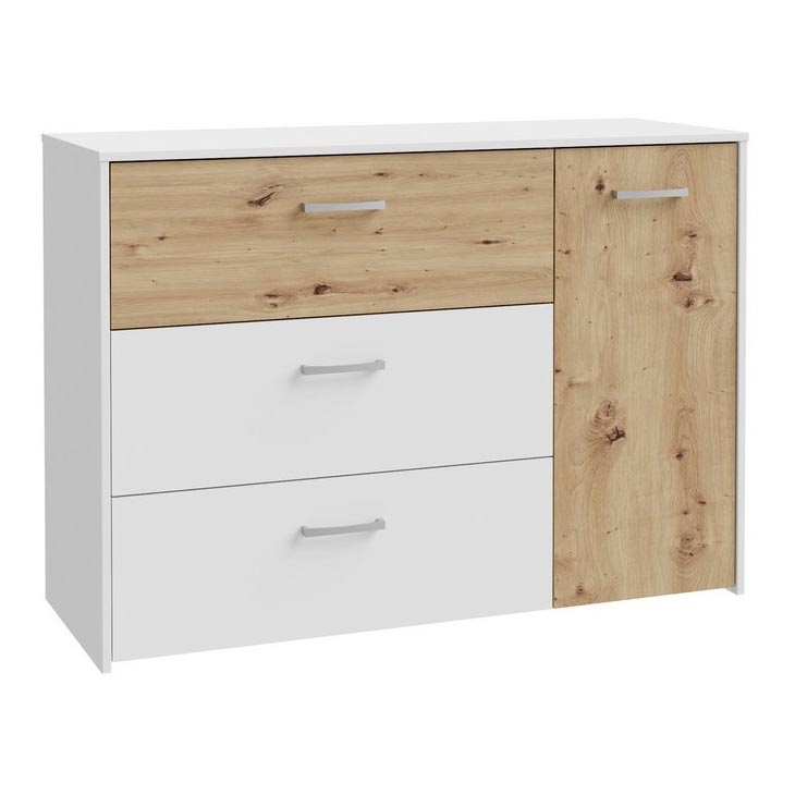 Komoda se zásuvkami URO dub artisan/ bílá