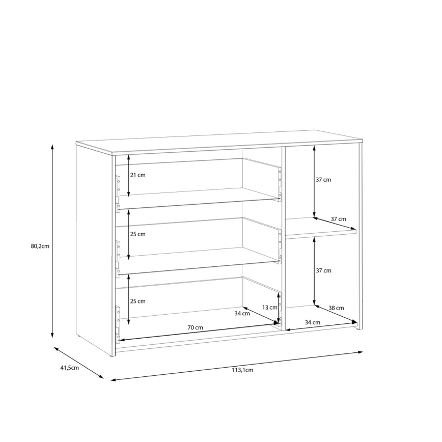 Komoda se zásuvkami URO dub artisan/ bílá