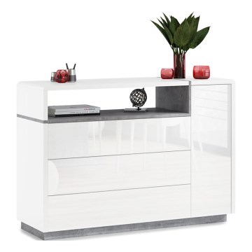 Komoda se zásuvkou FRED 135x94x45 cm bílá/šedá