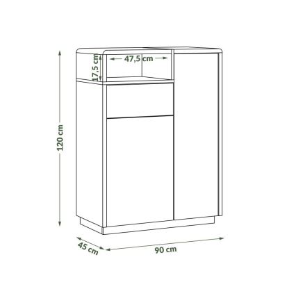 Komoda se zásuvkou FRED 90x120x45 cm antracit/dub artisan