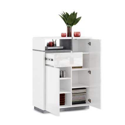 Komoda se zásuvkou FRED bílá/šedá