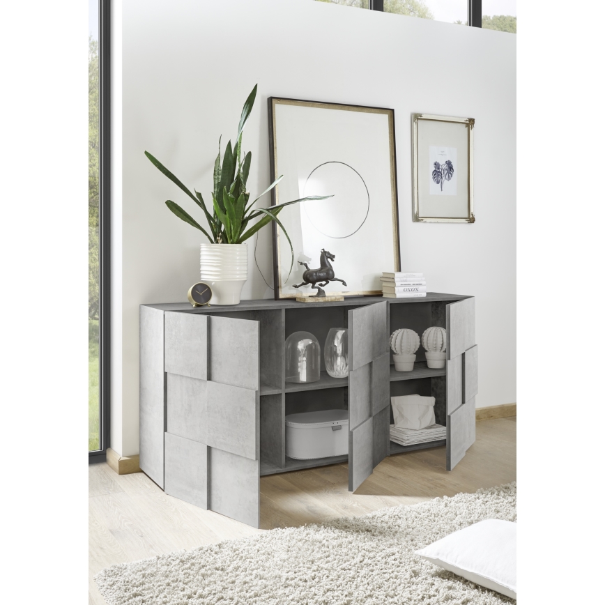 Komoda SERIAN 181x84x43 cm šedá beton