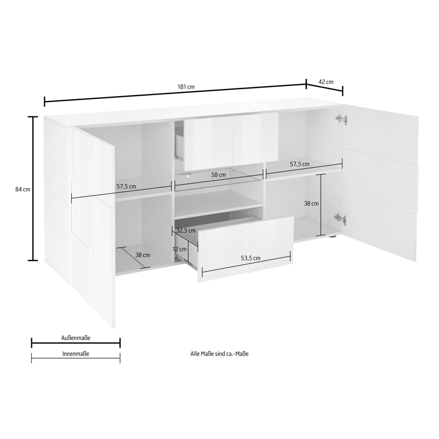 Komoda SERIAN 181x84x43 cm šedá beton