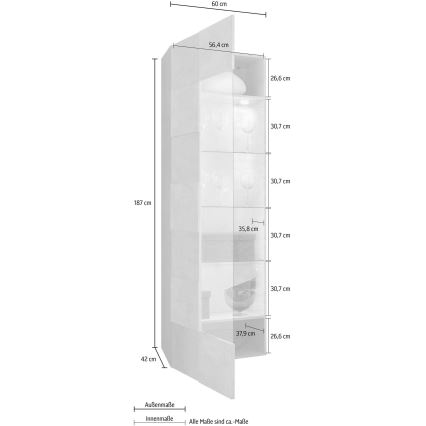 Komoda SERIAN 60x187x43 cm šedá beton
