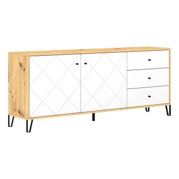 Komoda SULA 183x75x40 cm dub artisan/bílá