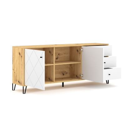 Komoda SULA 183x75x40 cm dub artisan/bílá
