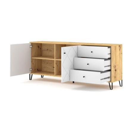 Komoda SULA 183x75x40 cm dub artisan/bílá