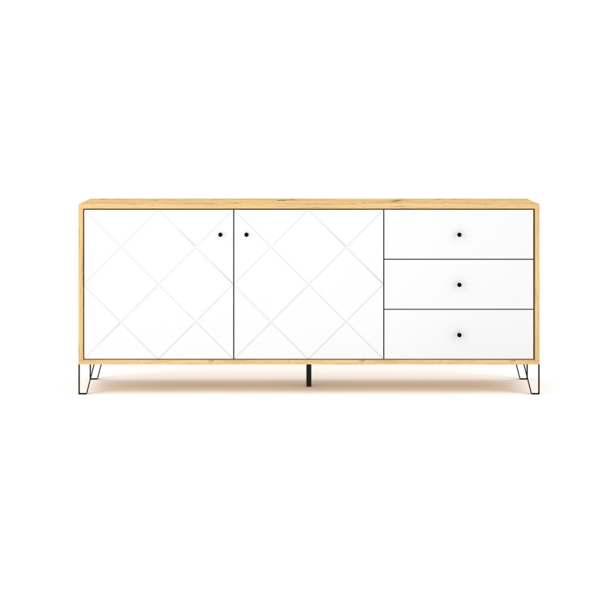 Komoda SULA 183x75x40 cm dub artisan/bílá