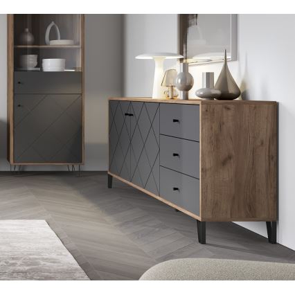 Komoda SULA 184x40 cm dub craft/černá