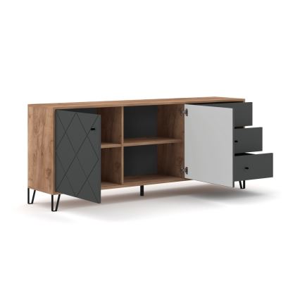 Komoda SULA 184x40 cm dub craft/černá