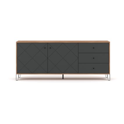 Komoda SULA 184x40 cm dub craft/černá