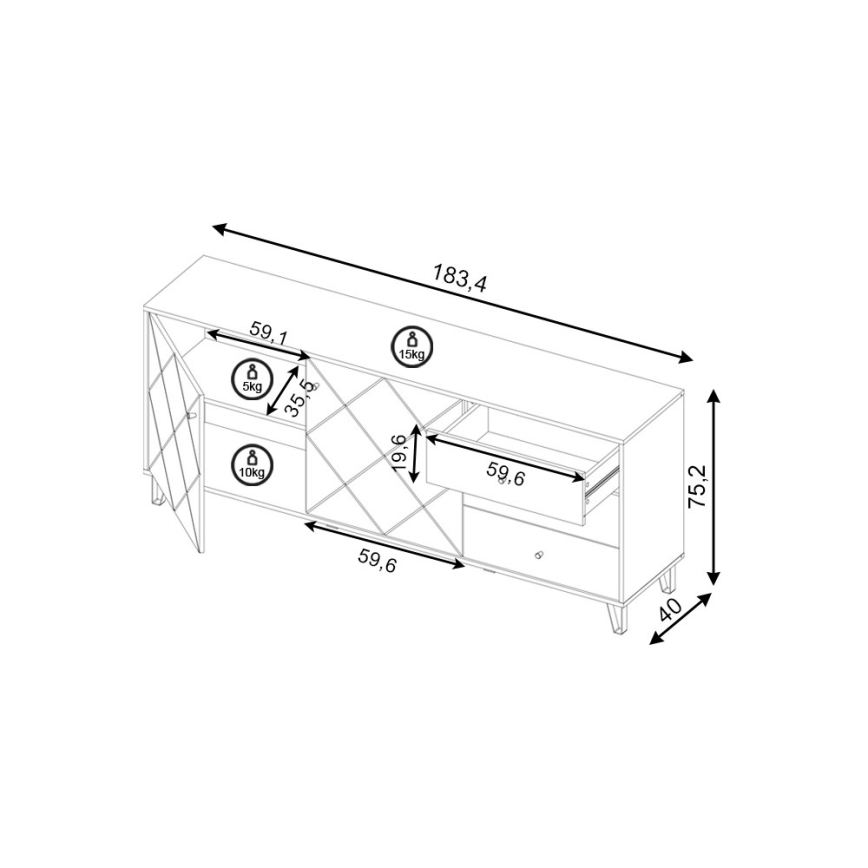 Komoda SULA dub craft/černá