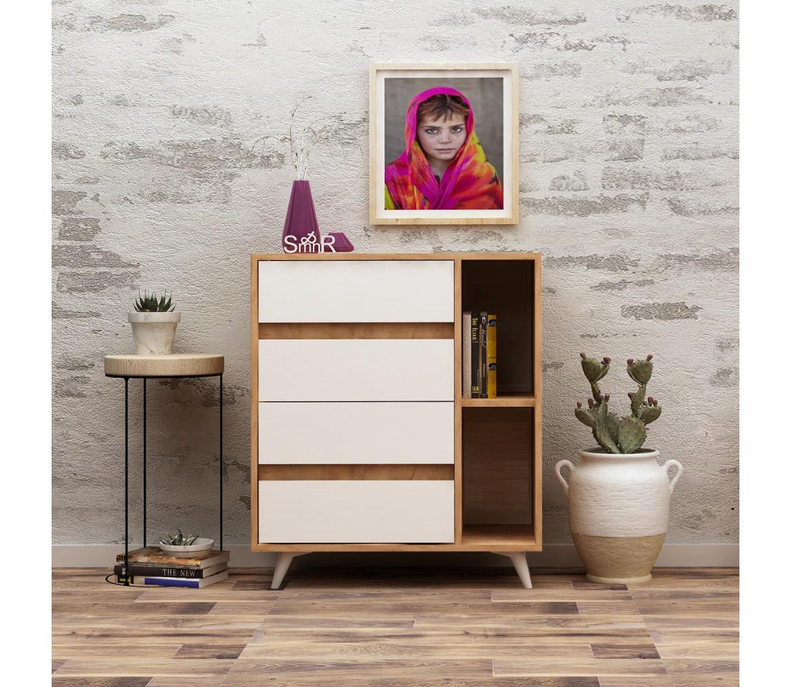 Asir Komoda TSELA 86x70 cm béžová/bílá AS0688