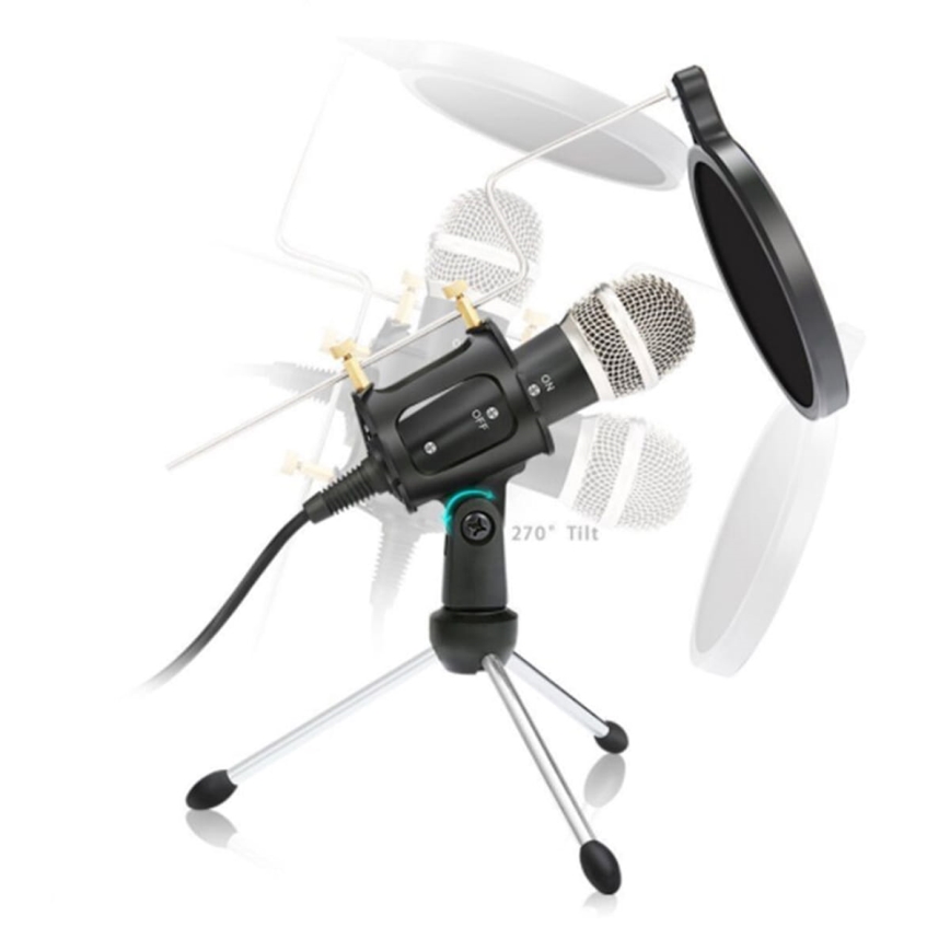 Kondenzátorový mikrofon s POP filtrem JACK 3,5 mm