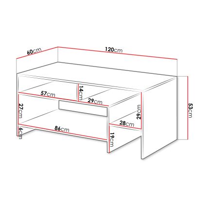 Konferenční stolek ALVA 53x120 cm bílá/dub grande