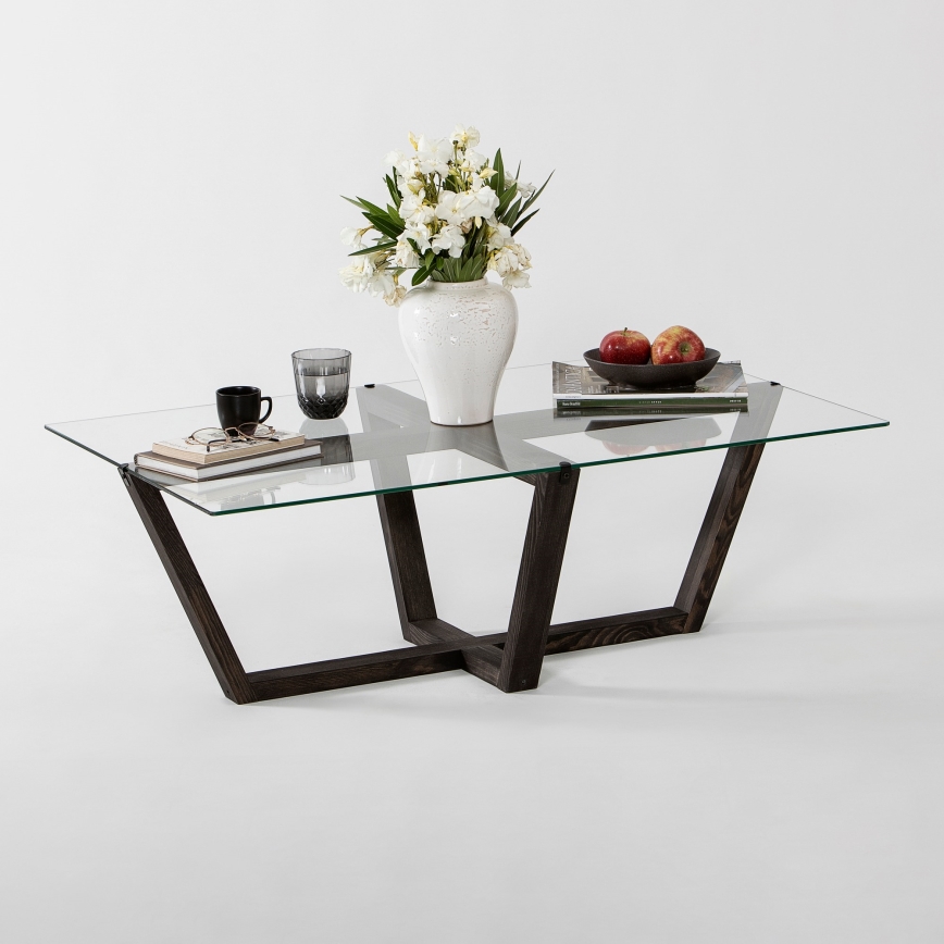 Konferenční stolek AMALFI 105x65 cm borovice/čirá