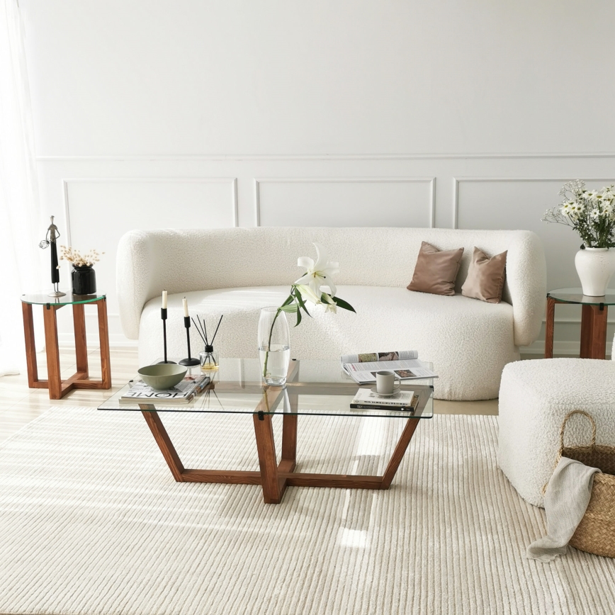 Konferenční stolek AMALFI 105x65 cm hnědá/čirá