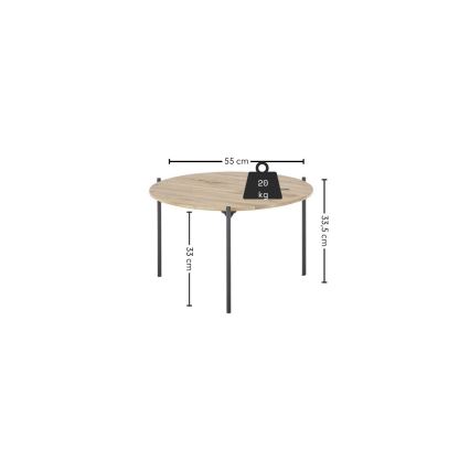 Konferenční stolek AURA pr. 55 cm dub/antracit