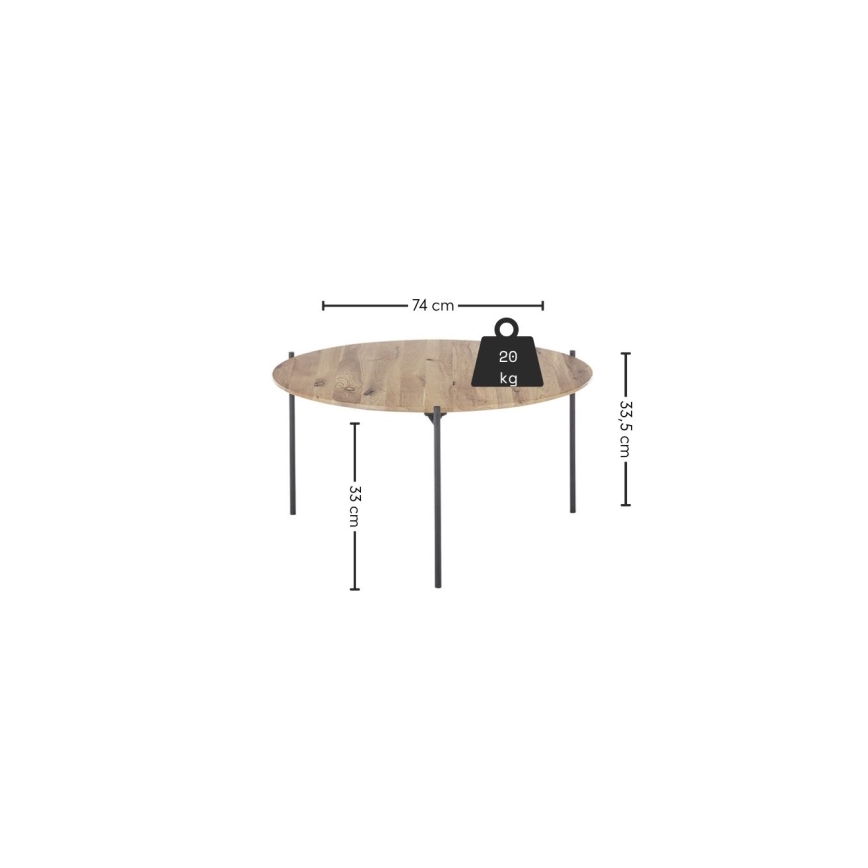 Konferenční stolek AURA pr. 74 cm dub/antracit