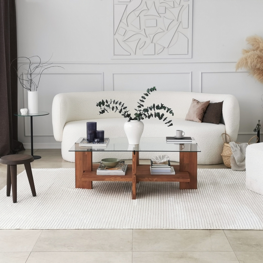 Konferenční stolek BABYLON 105x60 cm hnědá/čirá