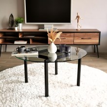 Konferenční stolek BALANCE 42x75 cm černá/čirá