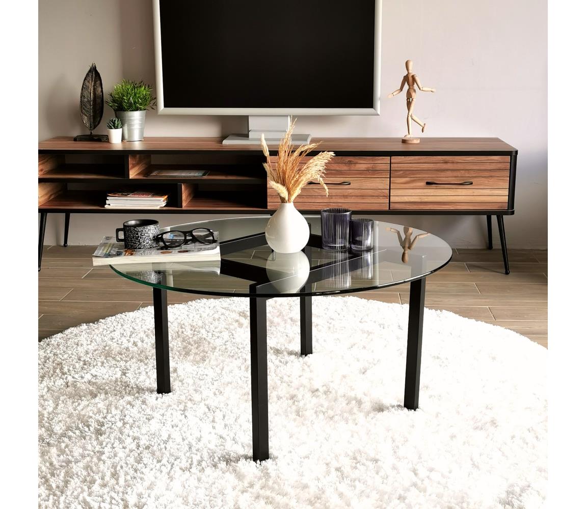 Asir Konferenční stolek BALANCE 42x75 cm černá/čirá AS1598