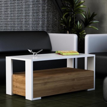 Konferenční stolek BALINA 40x90 cm bílá/hnědá