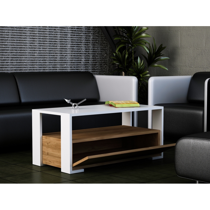 Konferenční stolek BALINA 40x90 cm bílá/hnědá