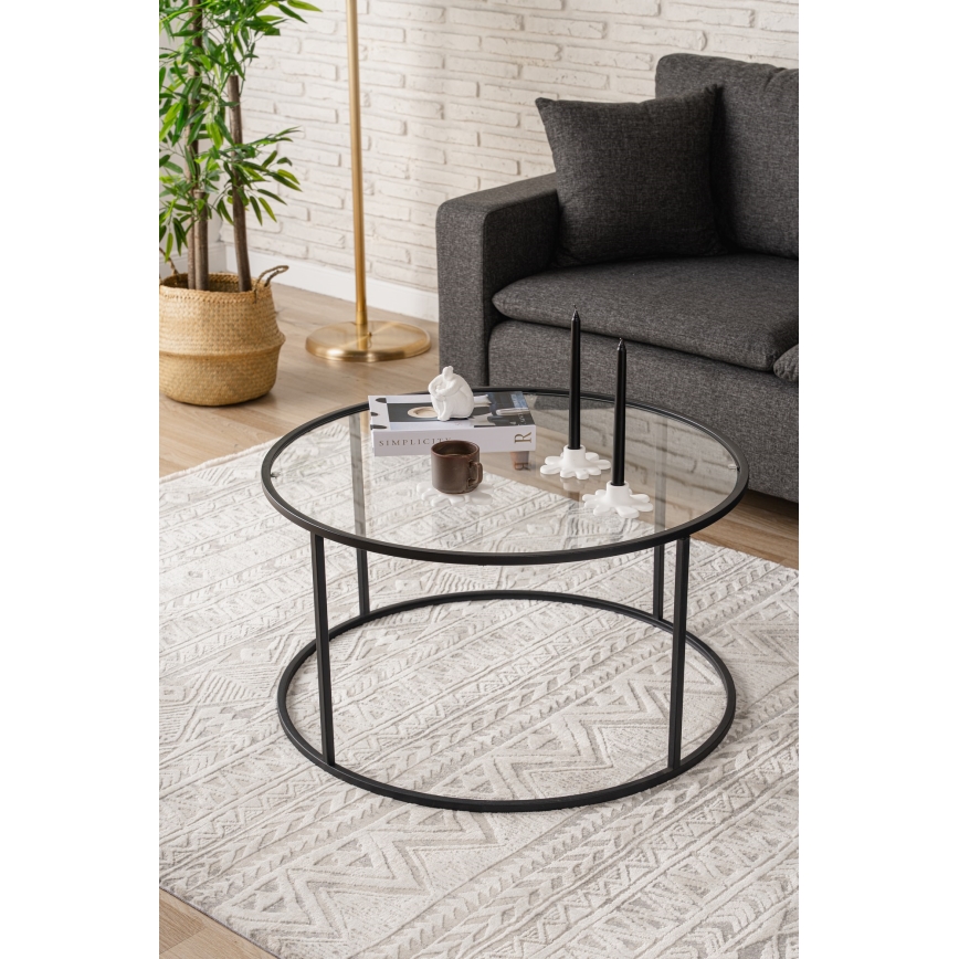 Konferenční stolek BERLIN 80 cm černá/čirá