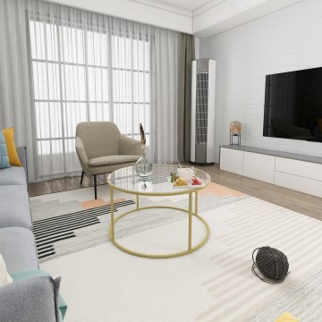 Konferenční stolek BERLIN 80 cm zlatá/čirá