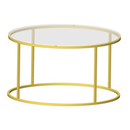 Konferenční stolek BERLIN 80 cm zlatá/čirá