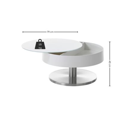 Konferenční stolek BLOCK pr. 79 cm bílá/stříbrná