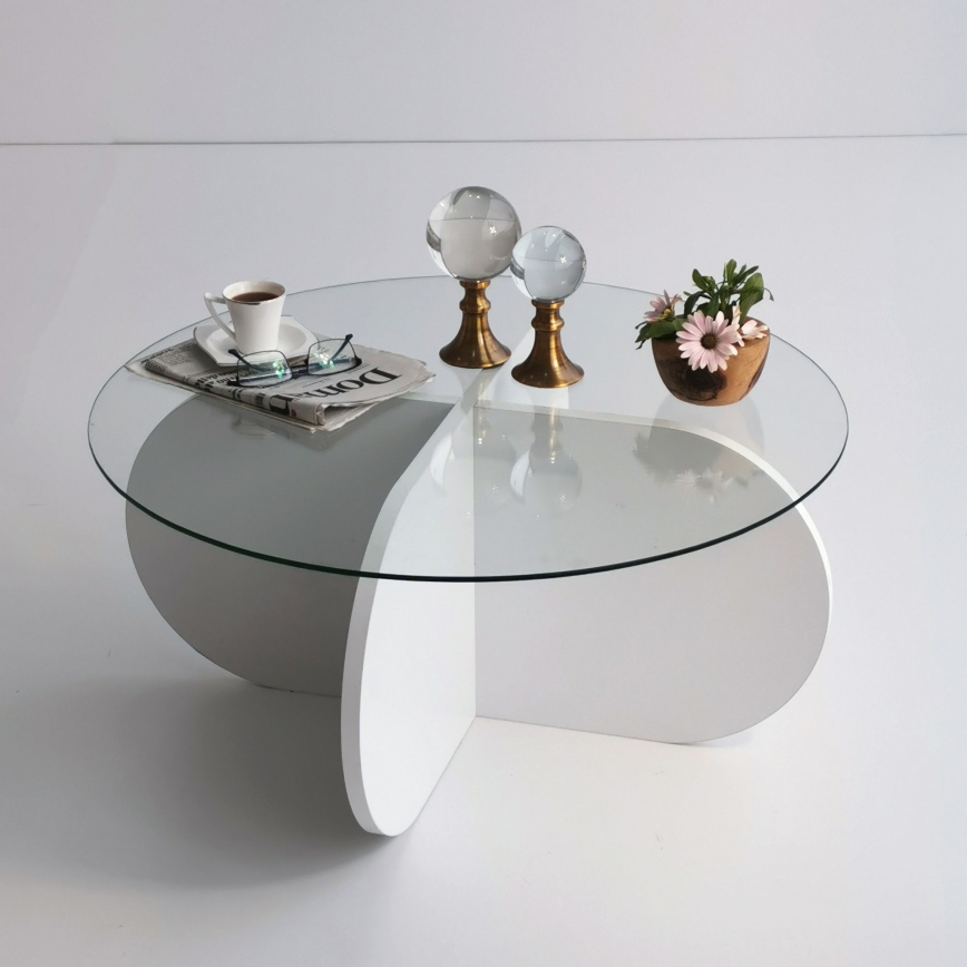 Konferenční stolek BUBBLE 75 cm bílá/čirá