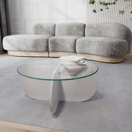 Konferenční stolek BUBBLE 75 cm bílá/čirá