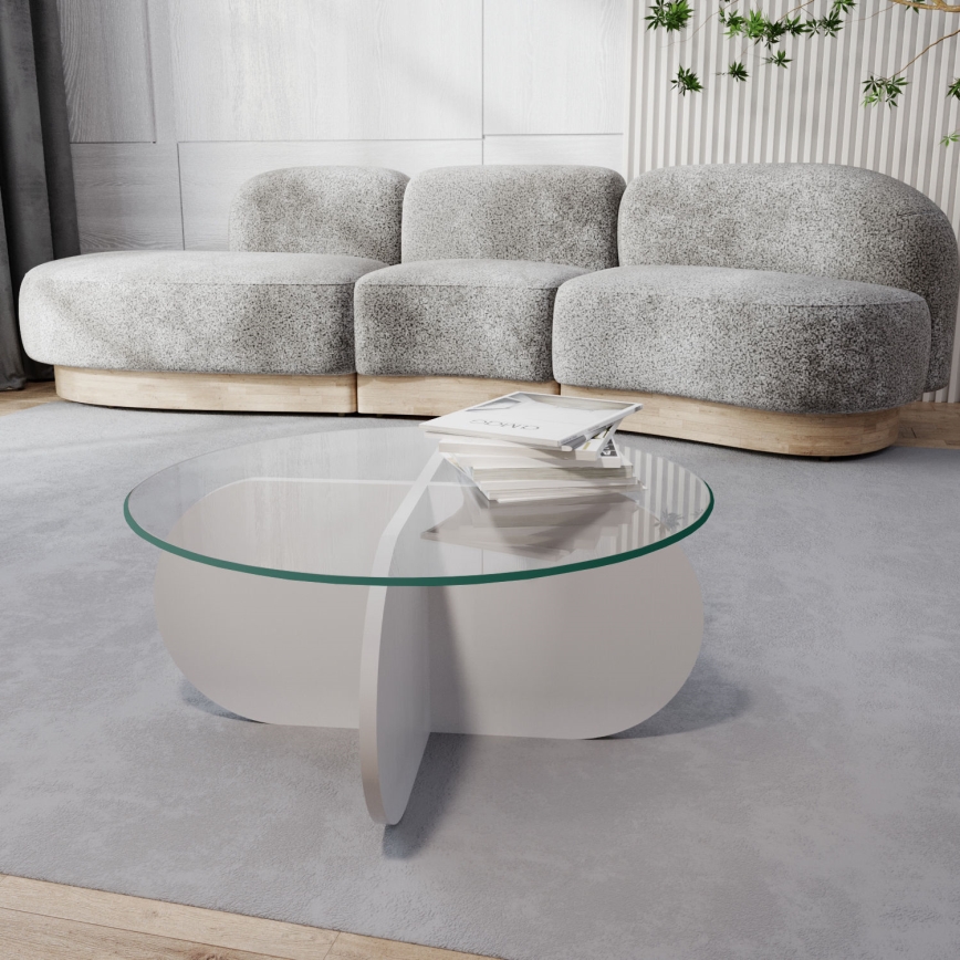 Konferenční stolek BUBBLE 75 cm bílá/čirá