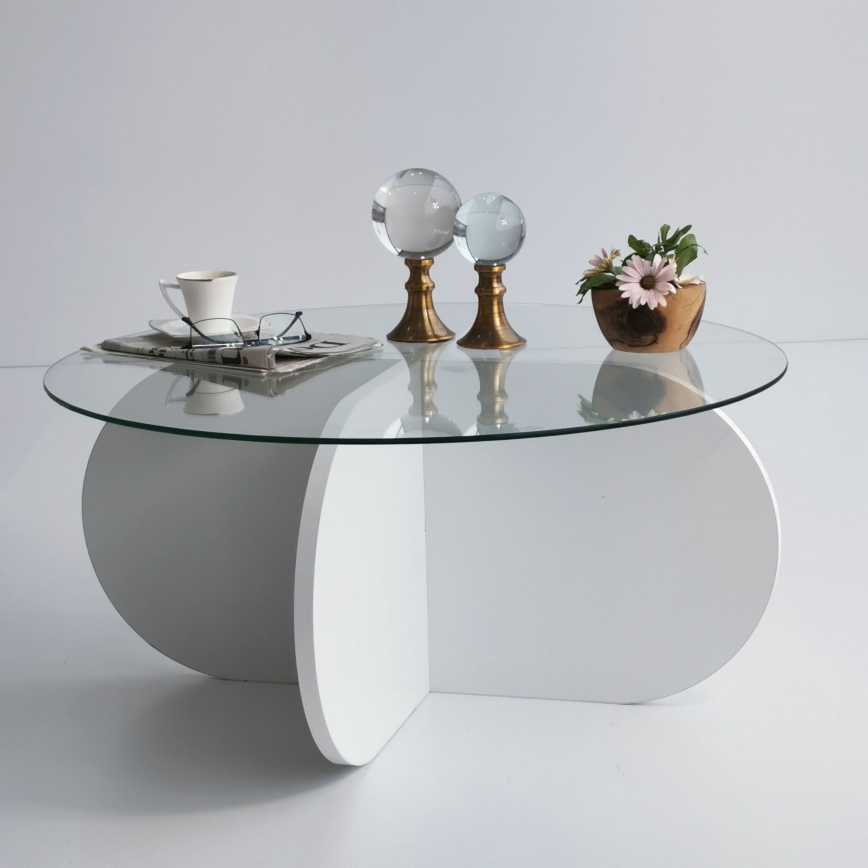 Konferenční stolek BUBBLE 75 cm bílá/čirá