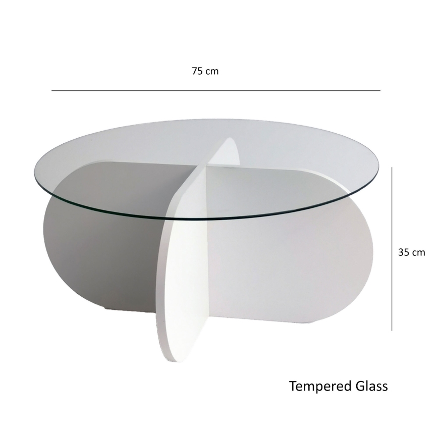 Konferenční stolek BUBBLE 75 cm bílá/čirá