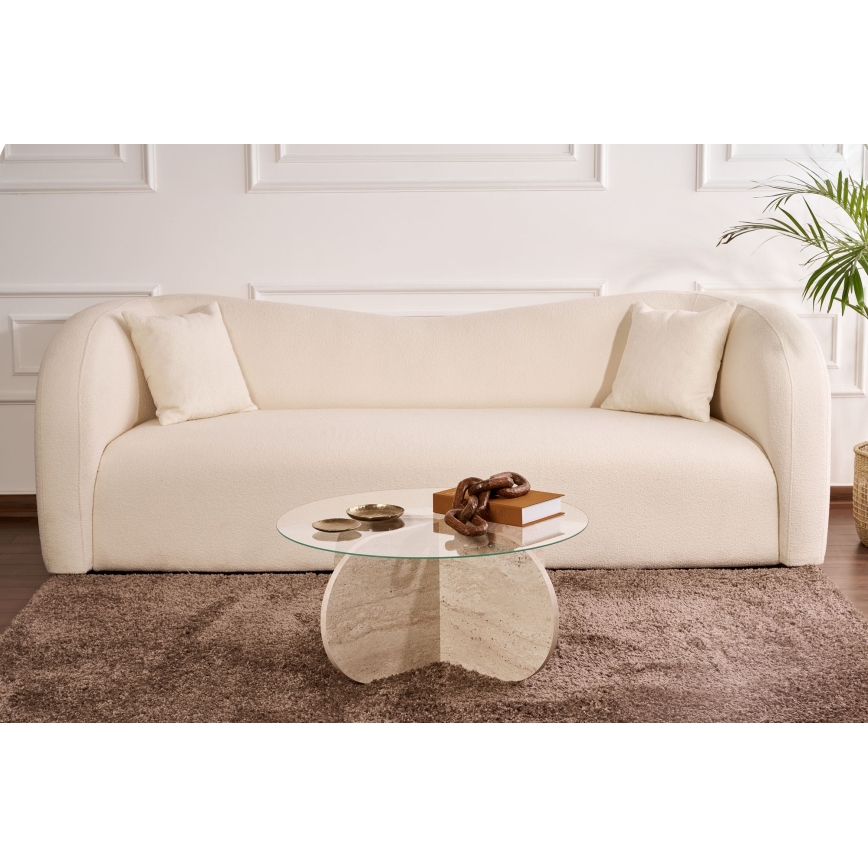 Konferenční stolek BUBBLE pr. 75 cm béžová/čirá