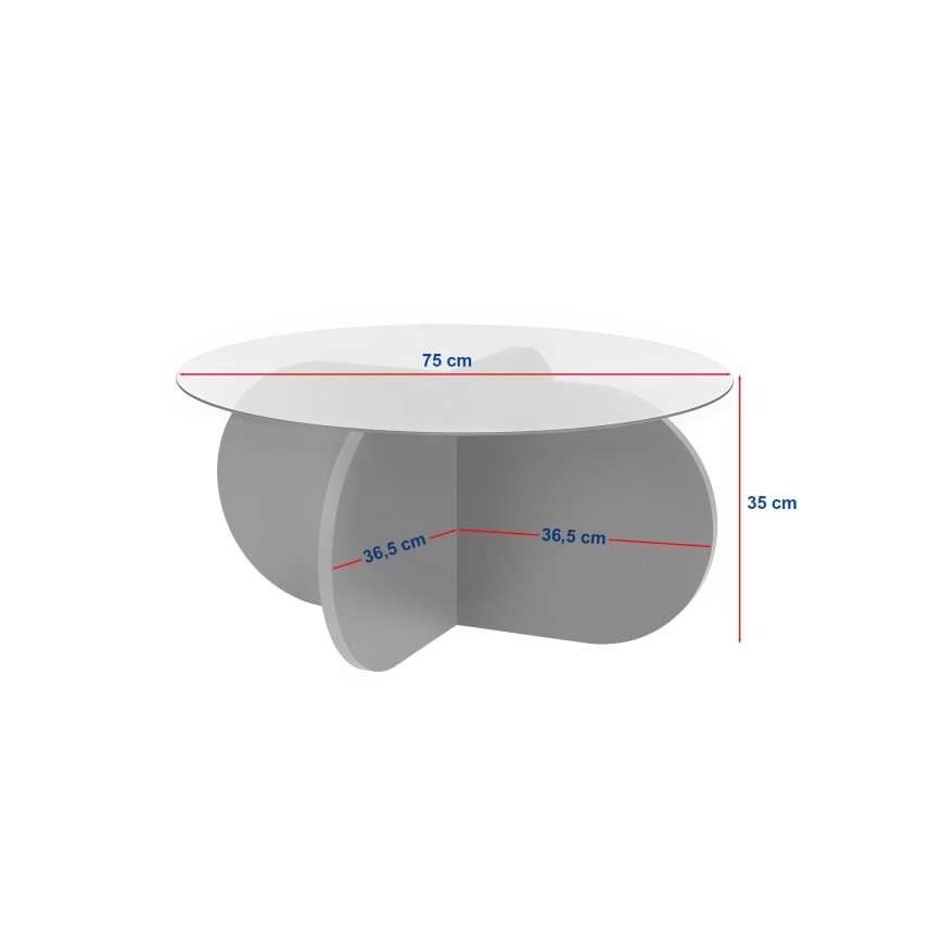 Konferenční stolek BUBBLE pr. 75 cm béžová/čirá