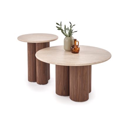 Konferenční stolek CALDO pr. 80 cm hnědá/béžová