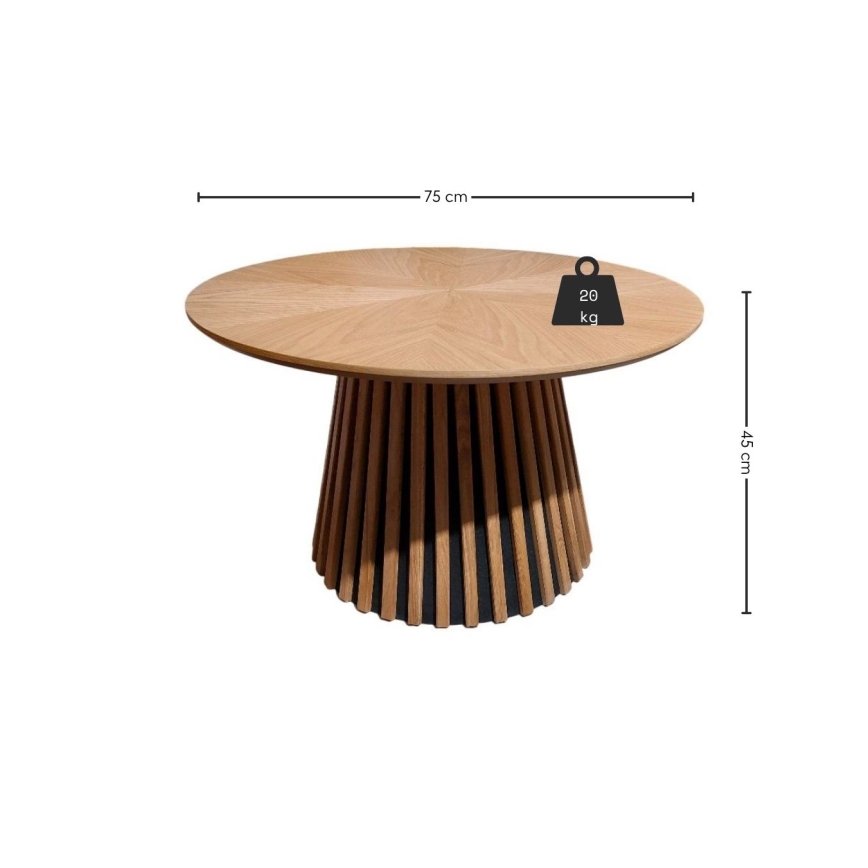 Konferenční stolek CARINA pr. 75 cm dub/černá