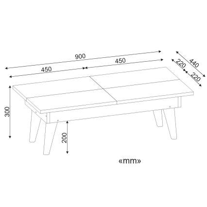 Konferenční stolek CASTRUM 30x90 cm bílá/hnědá