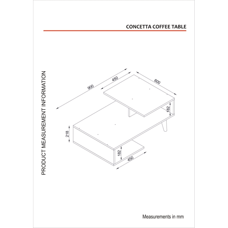 Konferenční stolek CONCETTA 40x90 cm bílá