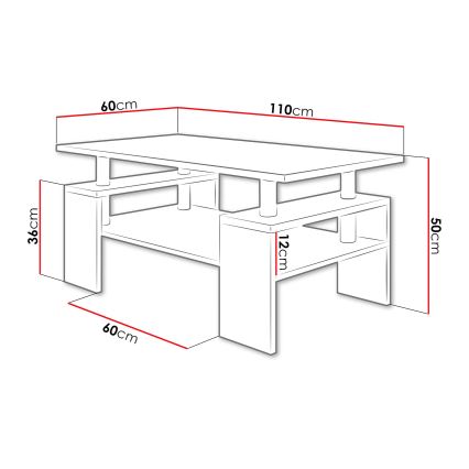 Konferenční stolek CUBE 50x110 cm bílá