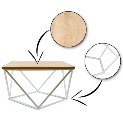 Konferenční stolek CURVED 60x60 cm bílá/béžová