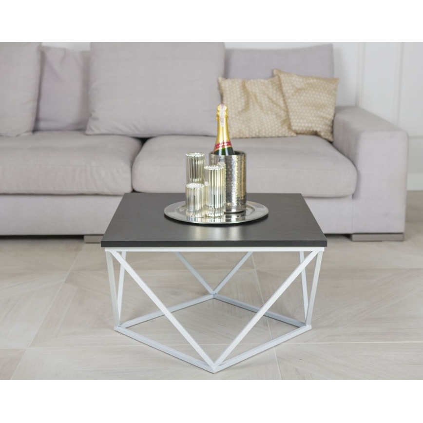 Konferenční stolek CURVED 60x60 cm bílá/černá