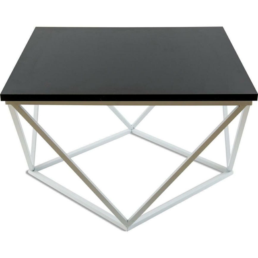 Konferenční stolek CURVED 60x60 cm bílá/černá