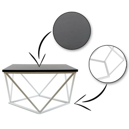 Konferenční stolek CURVED 60x60 cm bílá/černá