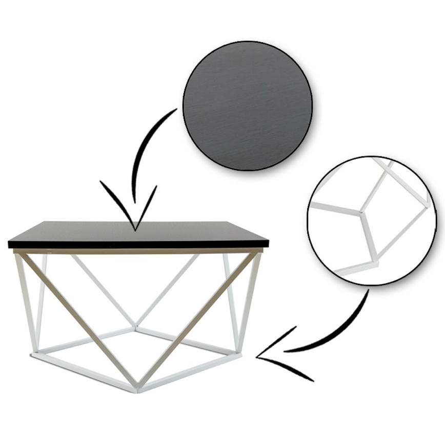 Konferenční stolek CURVED 60x60 cm bílá/černá