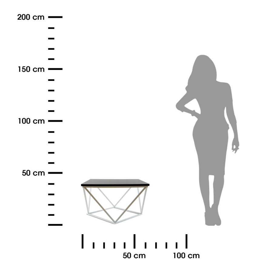 Konferenční stolek CURVED 60x60 cm bílá/černá